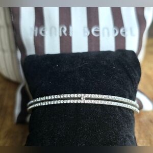 ✨️Henri Bendel Double Row Silver And Crystal Cuff Bracelet